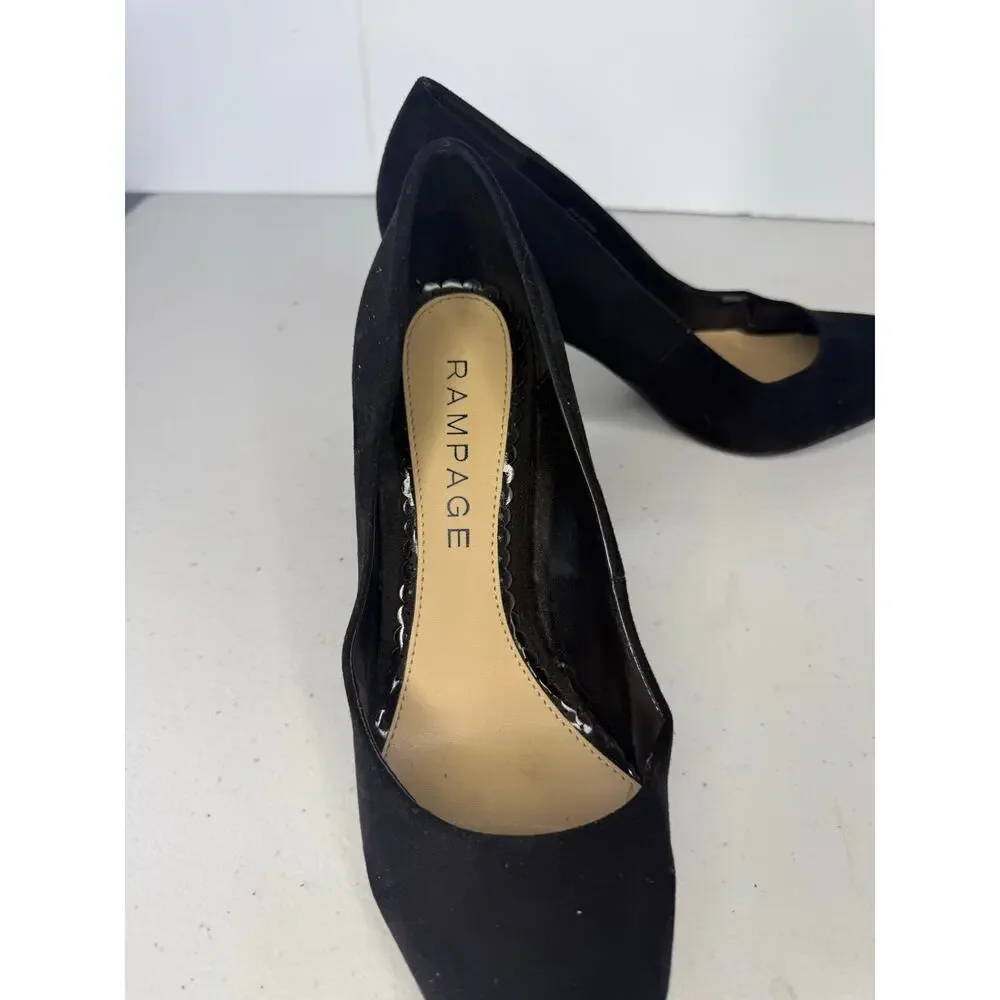 Rampage Womens Black Faux Suede Pointed Toe Dress Pumps Heels W Size 8